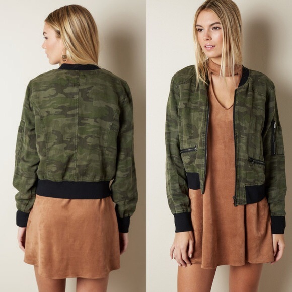 Sanctuary Camo Bomber Zip Up Jacket 